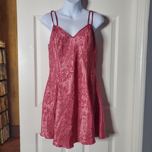 Vtg 80's Victoria's Secret Gold Label Pink Satin Silky Slip Dress Y2K Sexy Tank